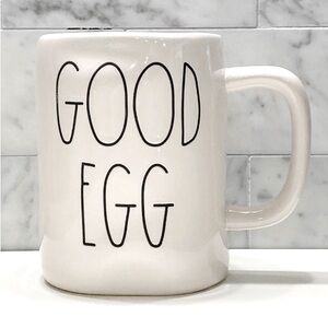 1 NWOT RAE DUNN 16 OZ. EASTER MUG. DOUBLE SIDED, GOOD EGG & BAD EGG.